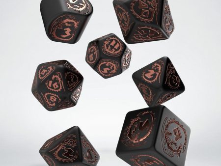 Dragons Black & Copper Modern Dice Set (7) Cheap