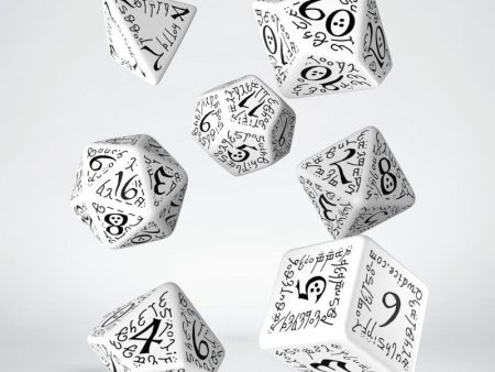 Elvish White & Black Dice Set (7) Online Sale