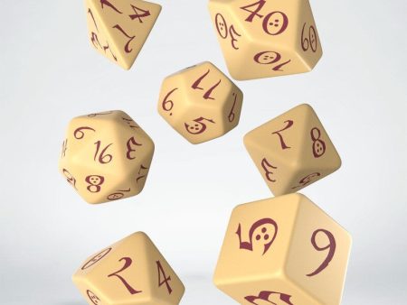 Classic RPG Beige & Burgundy Dice Set (7) For Sale